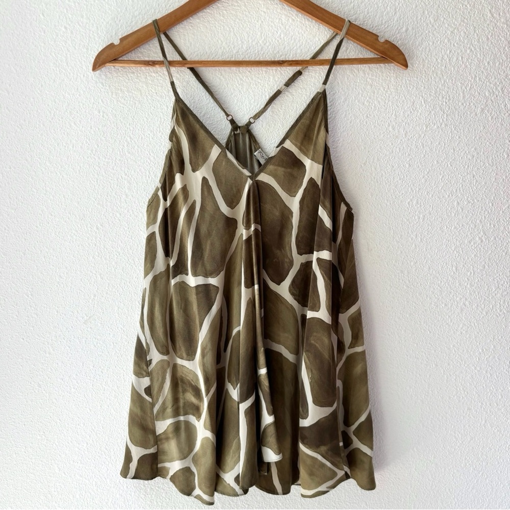 Ramona La Rue Silk White & Green Flowy Boho Blouse XS S